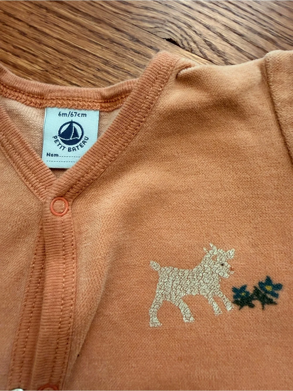 Velour Petit Bateau Footed One-Piece Pajamas